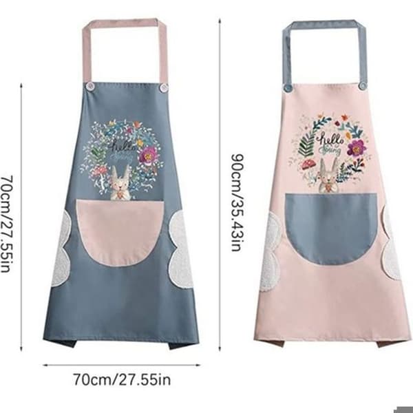 2-pack köksförkläden, vattentätt köksförkläde för kvinnor med fickor, blått och rosa