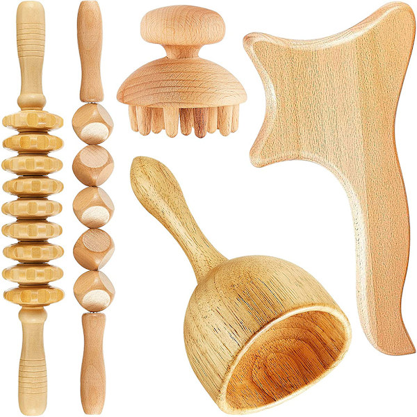 Trä Terapi Massage För Lymfdränage Massager Anti llulite Fascia Massage Roller för Helkroppsmuskel Smärtlindring 3Pcs