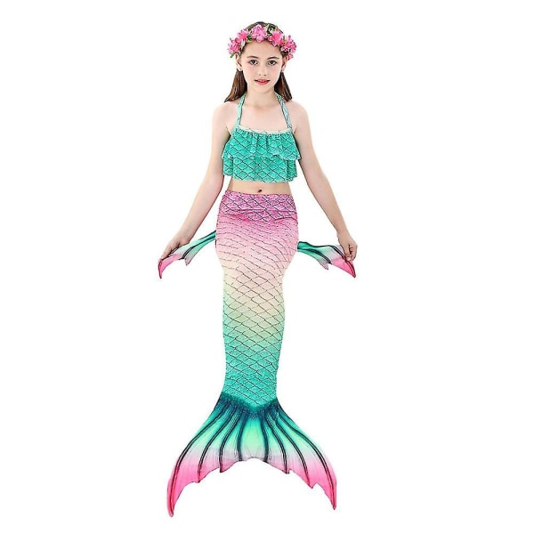 5-9 år Girl Mermaid Badkläder Bikini Set Baddräkt 7-8 Years