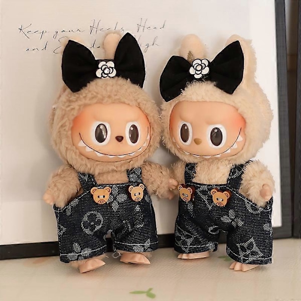 Heta Original 17cm Labubu Dockkläder Hjärta Macaron Baby Hänge Kläder Emalj Ansikte Kläder Tecknad Ersättningsdekoration Gåvor Endast kläder G Only clothes 17CM No Doll