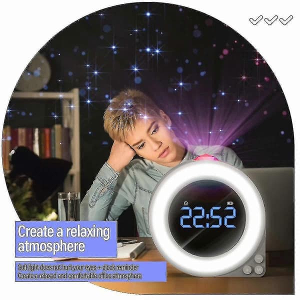 LED Starry Sky Projector Lamp, White Noise / Remote Controlled Projection Lamp / Alarm Clock
