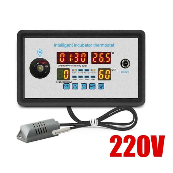 Automatisk Æggevending Kontrol Inkubator Digital Termostat Realtids Fugtighed Temperatur 220V