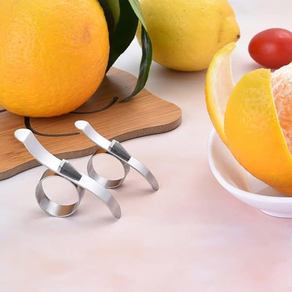 Set med 2 apelsinskalare i rostfritt stål för citron och grapefrukt