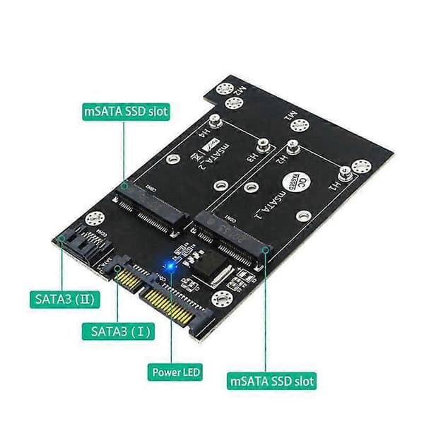 Dobbel MSATA SSD til Dobbel SATA3.0 6Gbps omformeradapterkort med LED-indikator