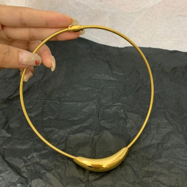 Bilandi Moderna Smycken Trend Nytt Metalliskt Rostfritt Stål Silver Pläterad Guld Färg Choker Halsband För Kvinnor Tjej Present Gold
