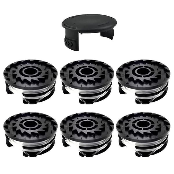 Kompatibel med Parkside gressklipper 6 spoler + 1 spolehette gresstrimmer tilbehørssett, TLP-01 / TLP-01-1 DCQW 6 Spool + 1 Spool Cap