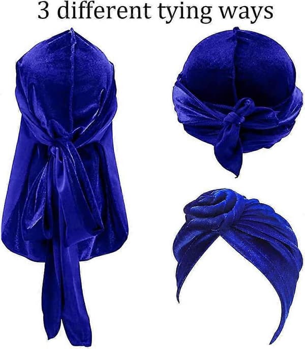 4 Stykker Durag Herre Fløyel Durag Wave Cap Hodeplagg Med Acsergery Ekstra Lang Hale Gave