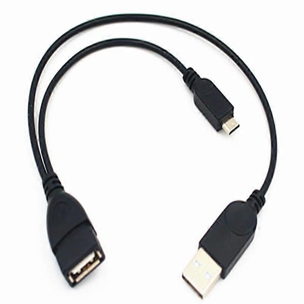 1 Micro-USB til USB hun OTG-adapterkabel med USB-strømgrænseflade egnet til elektronisk enhed Black