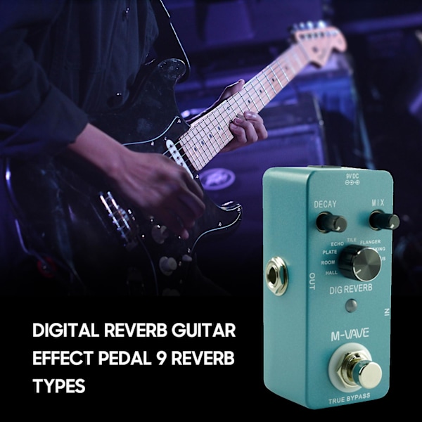 Dig Reverb Digital Reverb Gitarreffektpedal 9 Reverbtyper Decay
