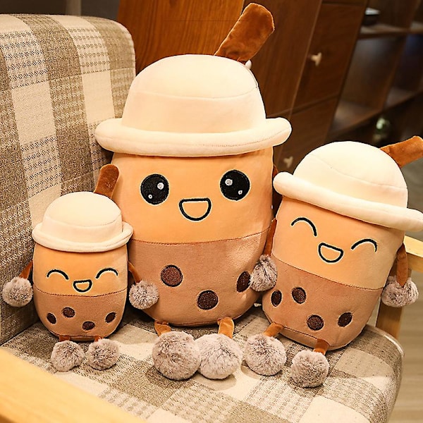 25/35/50/65cm Bubble Tea Cup Shaped Pillow Pearl Milk Tea Cup Stuffed Plush Toy Cushion Creative Sofa Decor Funny Birthday Gift brown1 about 70cm