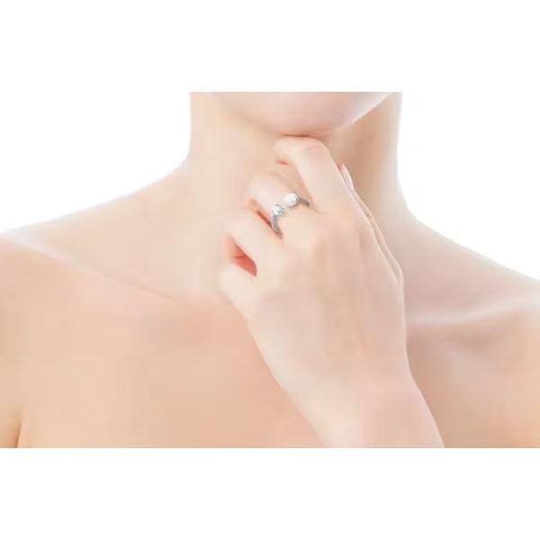 Sterling sølv ring til kvinder med bjørn og perle design, fleksibel åbningsstørrelse, trendy niche design rosaguld 53mm rosaguld rose gold 53mm
