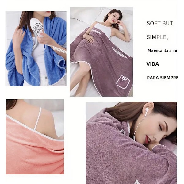 Badlakan för kvinnor, bärbara snabbtorkande badrockar för flickor, strand, spa, tvättkläder, dusch- och gymhandduk Purple 85x135+1pc