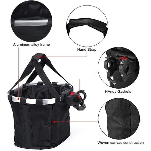 Removable Foldable Bicycle Basket for Dog Transport, with Adjustable Bicycle