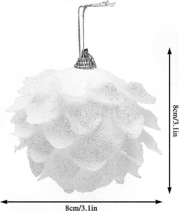 6 stk Glitter Hvite Julekuler for Glitrende Juletrepynt [HK]