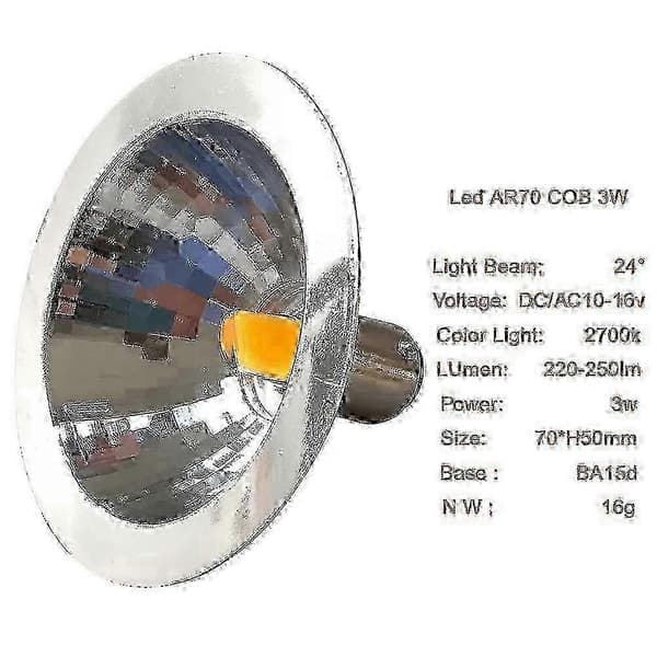 2x Led Ar70 Reflektor Lys 3w 12v Ba15d 2700k Spotlys 25w Halogen