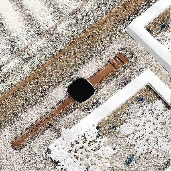 Ægte læderurrem til Fitbit Versa 3 og Sense-remme Brown