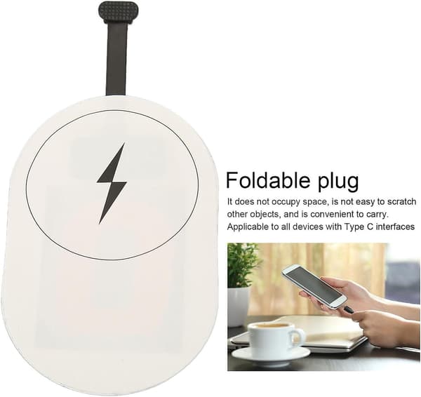 Type C trådløs lademottaker, USB C trådløs lader mottaker, Ultra Slim Universal Wireless Ch