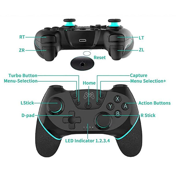 switch pro trådlös bluetooth vibrationskontroll gamepad 6-axlig somatosensorisk spelkontroll green right blue