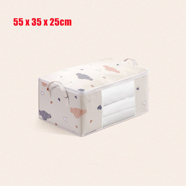 Förvaringsväska för täcken Garderob Kudde Vinterkläder Hållare Låda Stapelbara Leksaker Böcker Jeans Organizer Väska Vikbar Filt Förvaringsväska Beige - S