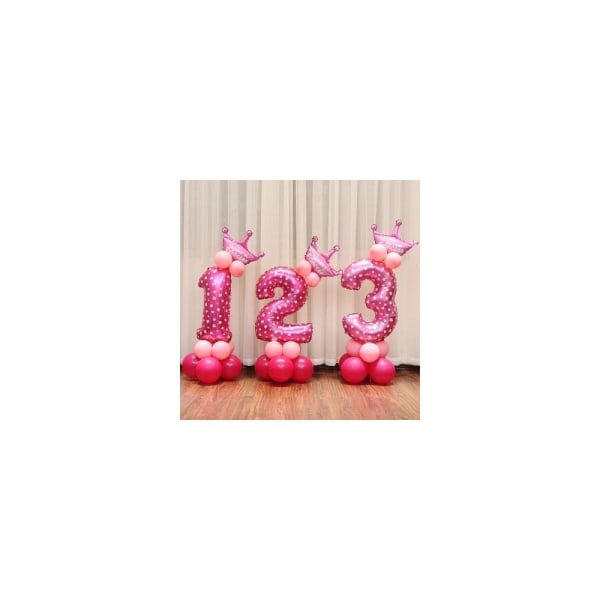 Grattis på födelsedagen dekoration med nummer folieballong, nummer: 5 (rosa)