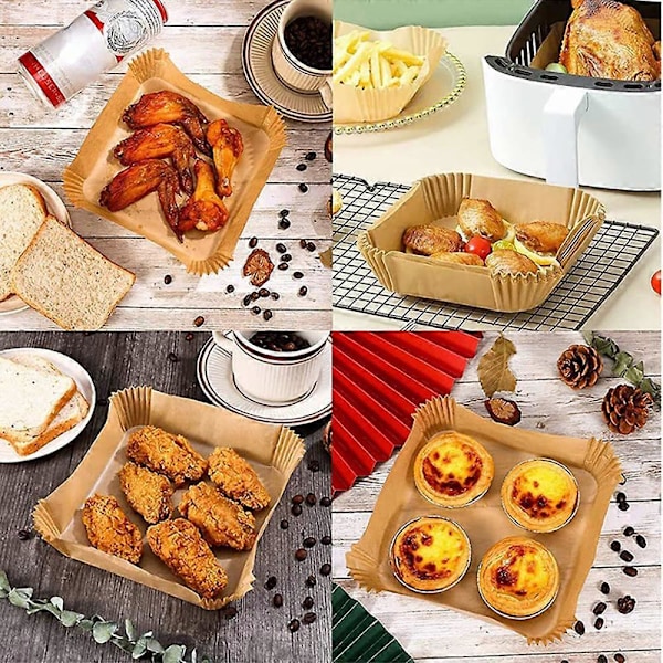 300 st Stora Engångs Bakplåtspapper för Air Fryer Fyrkantiga 23cm Non-stick Airfryer Bakplåtspapper för Matlagning Ångkorg SMTX 16CM Round 50PCS