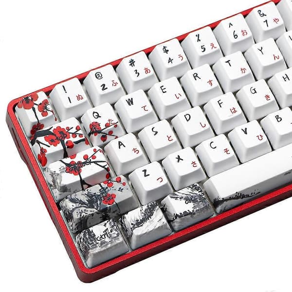 Novelty Allover Dye Subbed 71 Key Profile Keycap, JP Black  white