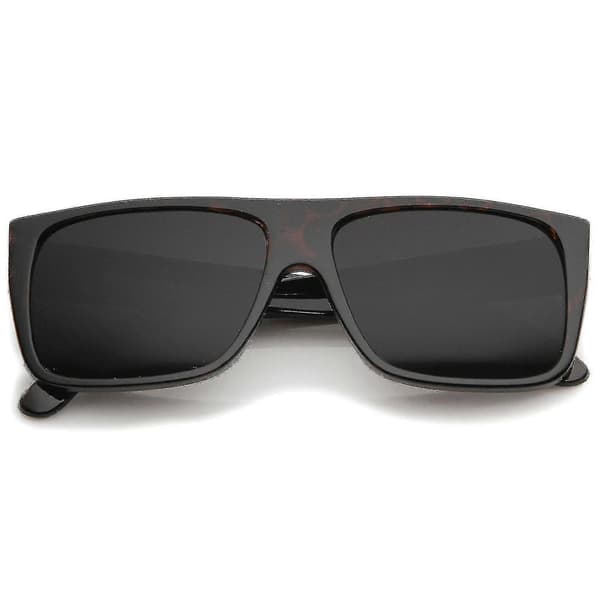 Retro Flat Top Wide Temple Eazy E Style Rektangel Solbriller 57mm