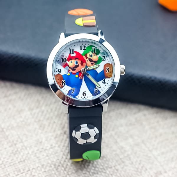 Super Mario Barnklocka Tecknad Quartz Elektronisk Klocka A