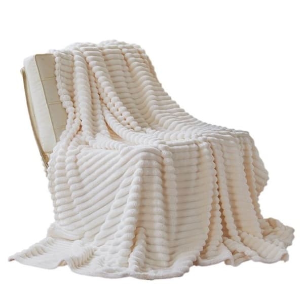 Fleecepledd, 70x100 cm, myk mikrofiber, beige, til sofa, lenestol, seng, voksne, barn.