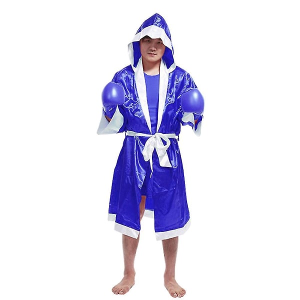 Blue Mma Boxningsmatch Muay Thai mantelrock Uniform Kostymerapphire Bluexxl