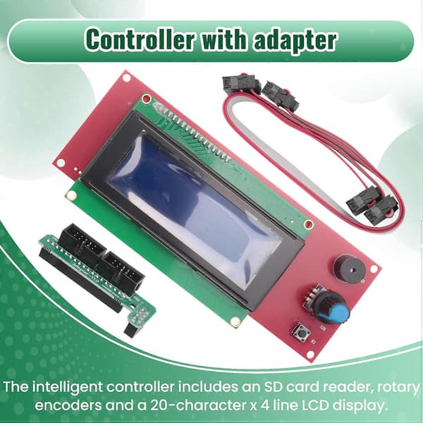 Smart Display Controller Ramps 1.4 2004 LCD-controller med adapter egnet til 3D-printer RepRap-adapter Red