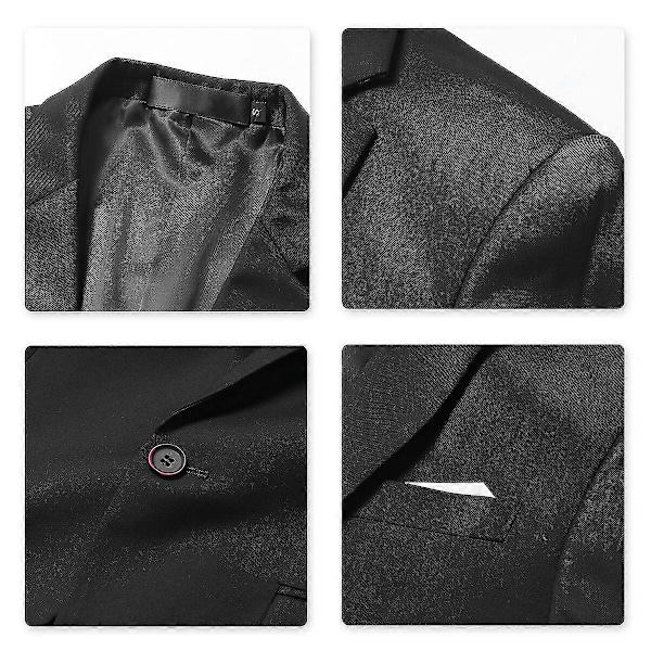 VAWAN Herre Blazer, Formel Knap Business Bryllupsjakke Black XS