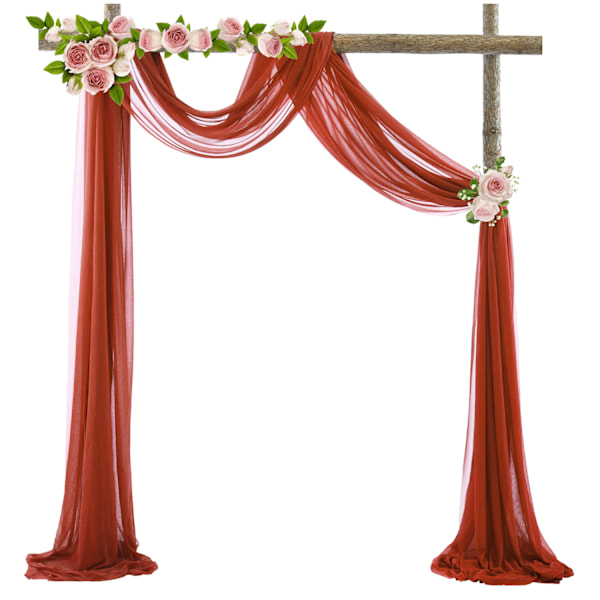 Gardiner til værelset Chiffon stof Draperingsgardin Bryllupsdekoration Festartikler Ceremoni Reception Dekorativ cortinas Red wine 75x400cm