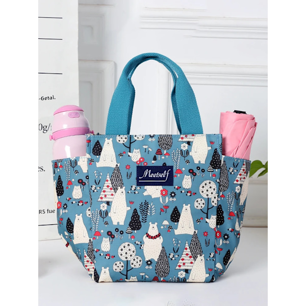 Offi arbejdere går ud med ri madkasse taske termisk bento taske mode tote taske lærred håndbærende mor taske 806shenlinleyuan