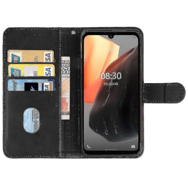 Skyddsfodral i läder för Ulefone Armor 8/8 Pro, hållbart stötsäkert skal black
