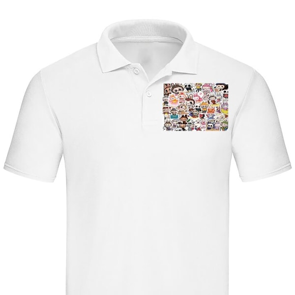 Pikétröja för vuxna | Elegant pikétröja Labubu All-Stars – PO Vit Vit X-Large