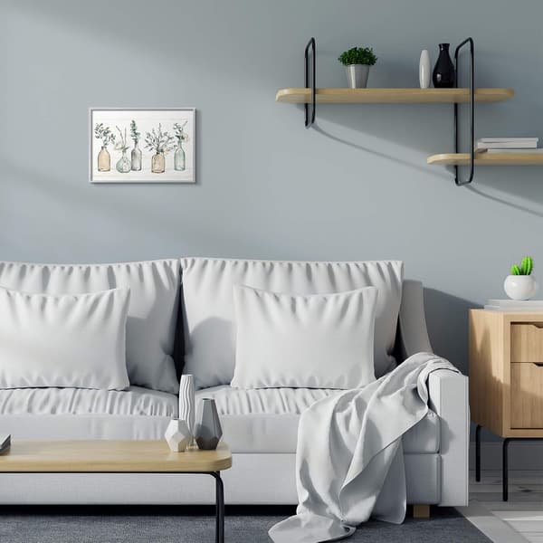 Stupell Industries Flaskor och växter Gård Trä Texturerad, Design av Anne Ta