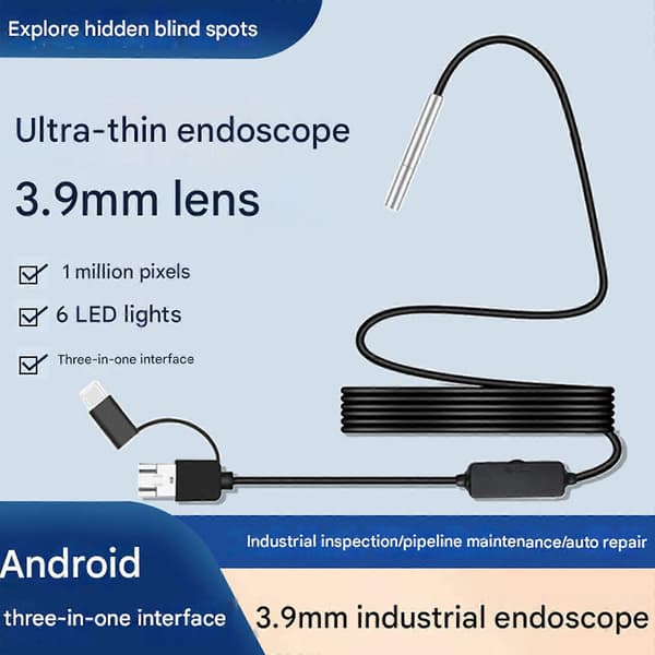3,9 mm ultratynn linse USB-endoskop borescope inspeksjon HD-kamera for Androidcr 1M 3.280FT Soft Cable