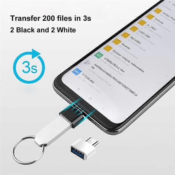 USB C til USB-adapter, USB C til USB 3.0 OTG-adapter, USB hunn til USB-C hann kompatibel med Pro, Gal Whiteblack
