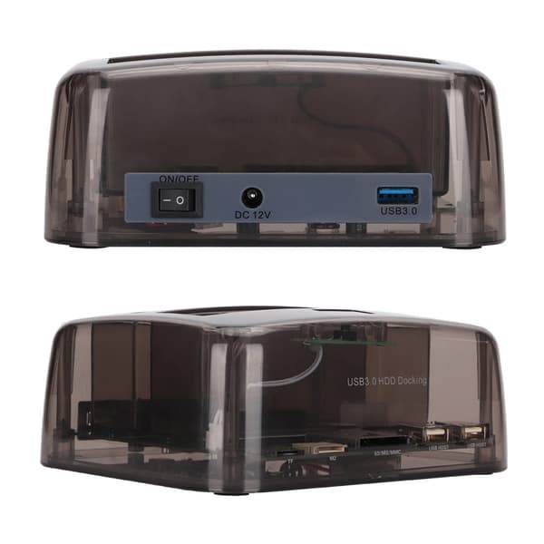 IDe SATA Universal Dobbel Disk Multifunksjonell Harddisk Kortleser Transparent Svart EU100-
