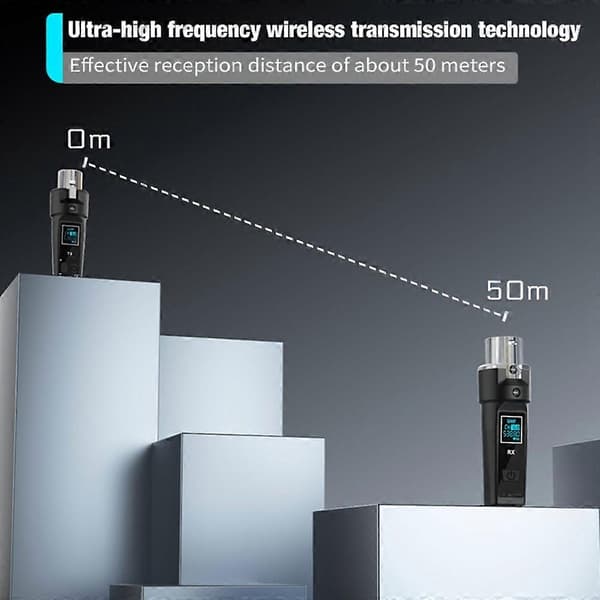 2.4G XLR-adapter system trådløs mikrofonsender mottaker for dynamisk mikrofon lydmikser gitar PA-system Black