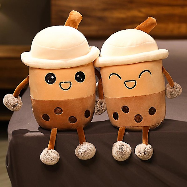 25/35/50/65cm Bubble Tea Cup Shaped Pillow Pearl Milk Tea Cup Stuffed Plush Toy Cushion Creative Sofa Decor Funny Birthday Gift brown about 35cm