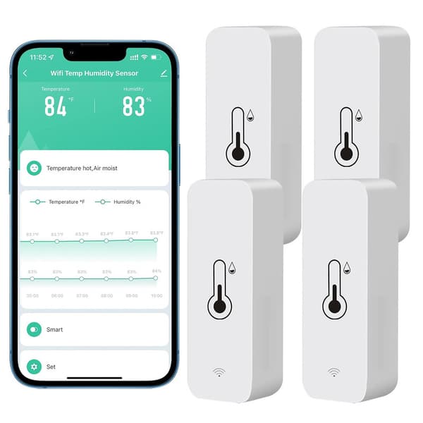 4 x Tuya Wifi Temperatur- og Fugtighedssensor Indendørs Termometer Hygrometer 4