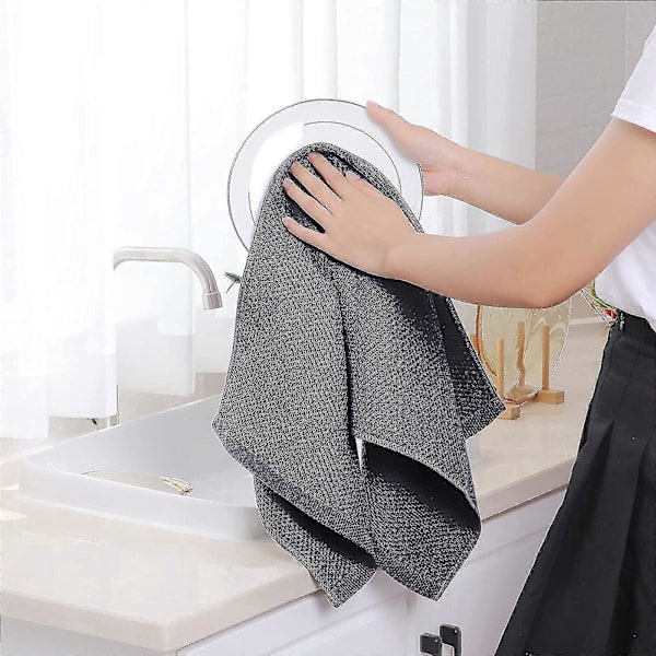 6-pack 100% Cotton Terry Dishcloths Kitchen Dish Cleaning Hanging Loop Dark Gray Dark gray 34*73cm