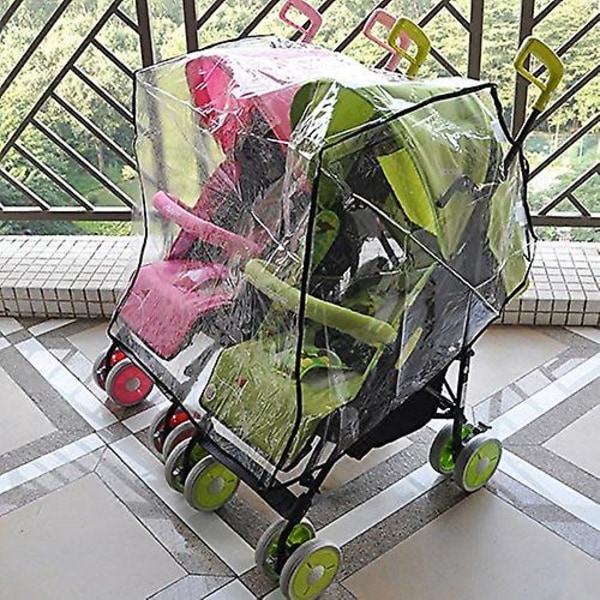 Regnrock för dubbla barnvagnar Universal storlek sida vid sida barnvagn väderskydd, baby cover/ vindskydd