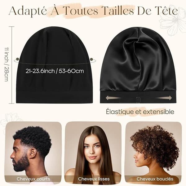 XJYDNCG Unisex Elastisk Satin Nattehårshætte, Slouchy Justerbar Hætte med Satinfor - Grøn