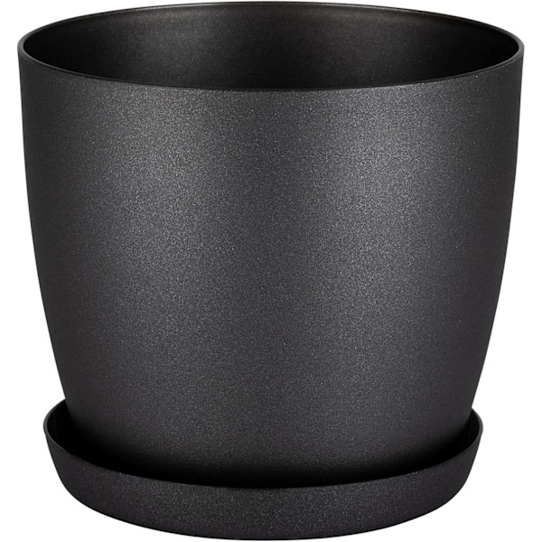 Valkoiset puutarhakoristeet valkoiset ruukut aluslautasilla - Ulkokukkaruukut mattapinnalla ja alustalla - Ruukut aluslautasilla Musta Black 20cm*17.5cm*14cm