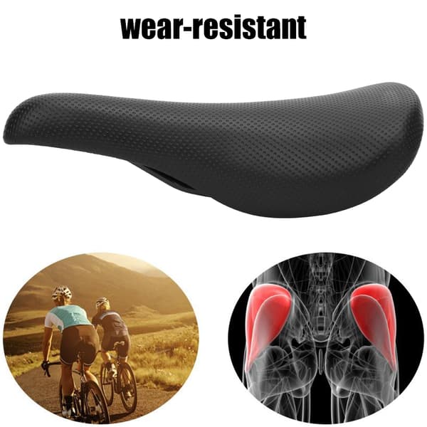 Thicker Wider Sponge Cushioned Bicycle Saddle Replacement Cycling Equipment Accessories Black