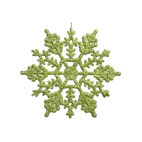 Gröna julgranskulor & girlanger 12 st Akryl Träddekorationer Snöflinga Bitar Dekorativt hänge pulverfritt, Diameter: 10 cm