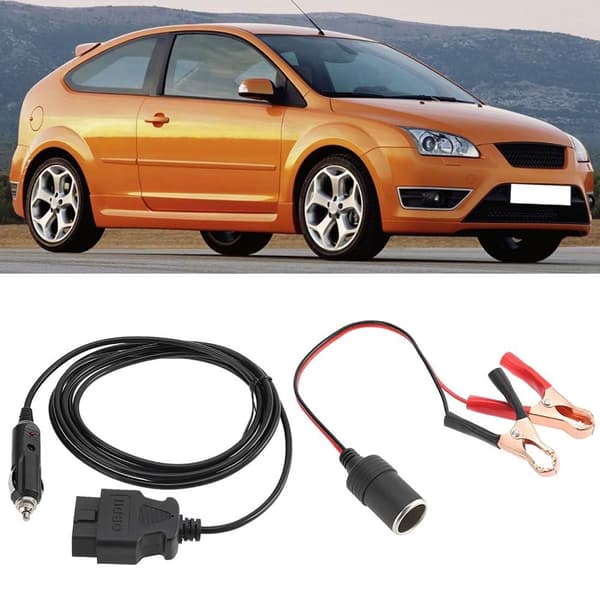 OBD2 Memory Saver Connector Car Power Supply Cable with Two Alligator Clips